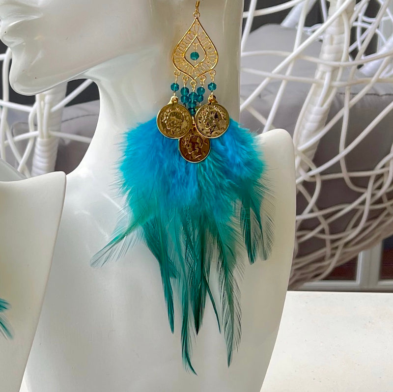 Fallon Blue Feather Earrings