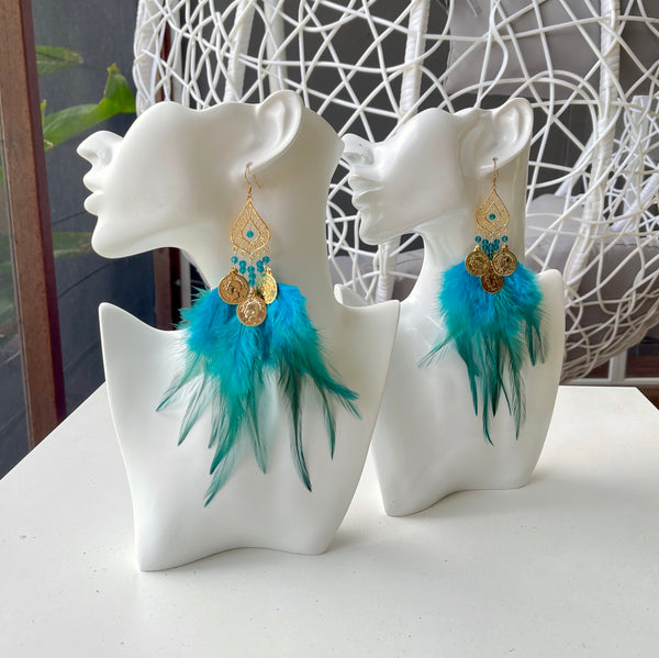 Fallon Blue Feather Earrings