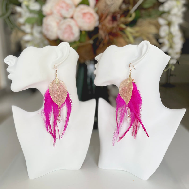 Lisa Leaf Feather Earrings