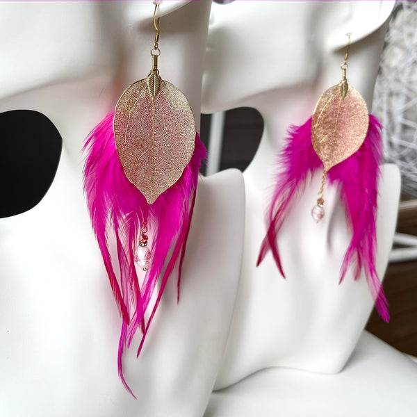 Lisa Leaf Feather Earrings