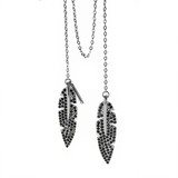 Thea Lariat Necklace Black CZ Silver (Feathers for Freedom Campaign)