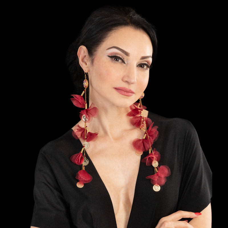 Isabel - Red Organza Earrings