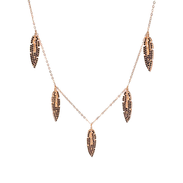 Thea Necklace Black CZ Rose Gold (Feathers for Freedom Campaign)