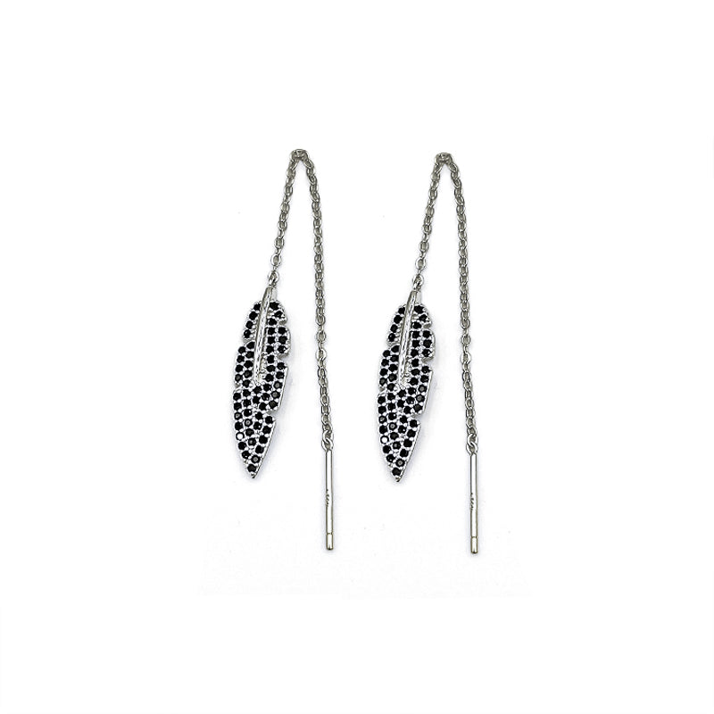 Thea Earrings Black CZ Silver (Feathers for Freedom Campaign)