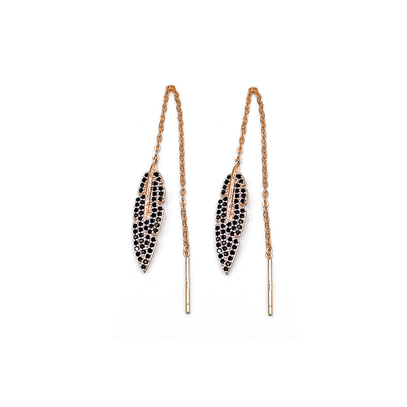 Thea Earrings Black CZ Rose Gold (Feathers for Freedom Campaign)
