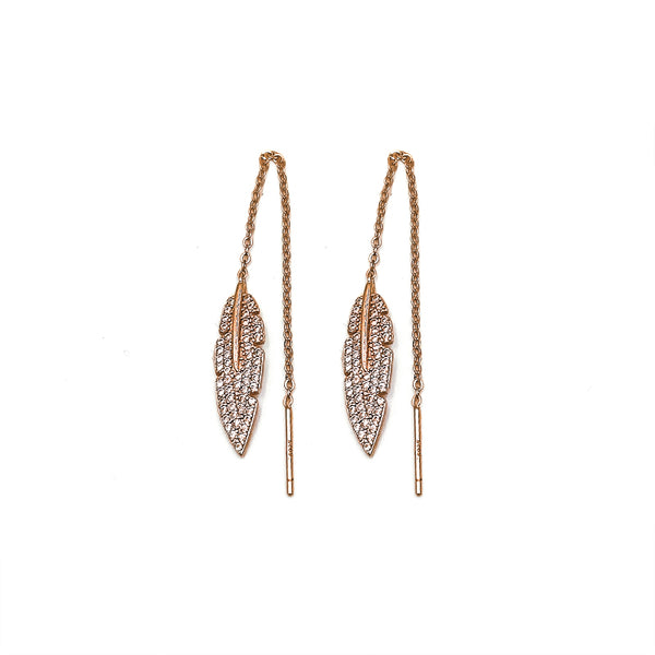 Thea Earrings White CZ Rose Gold (Feathers for Freedom Campaign)