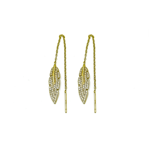 Thea Earrings White CZ Gold (Feathers for Freedom Campaign)