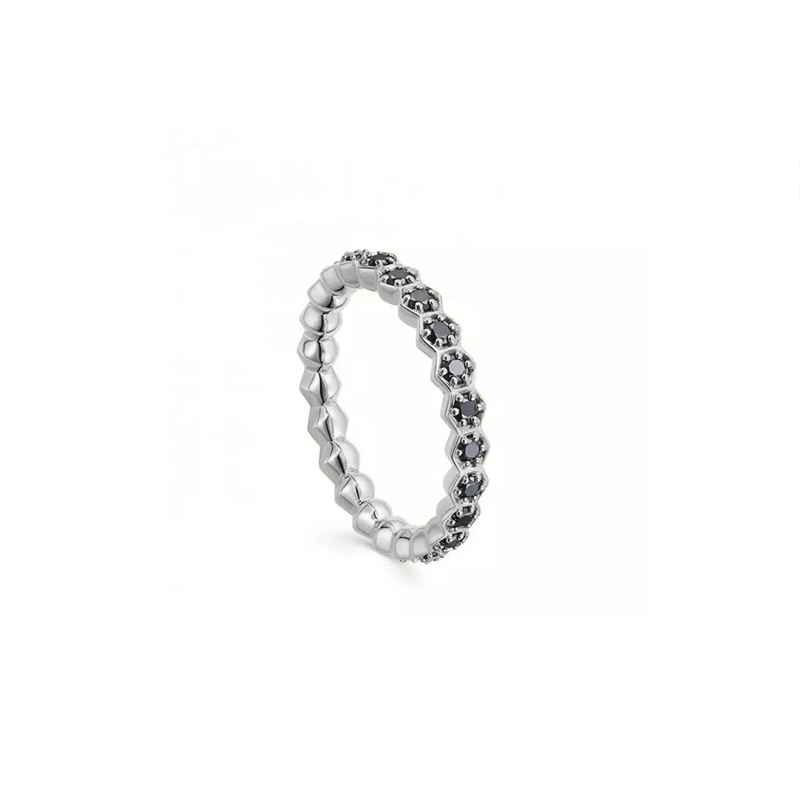 Sofia Ring Black CZ Silver