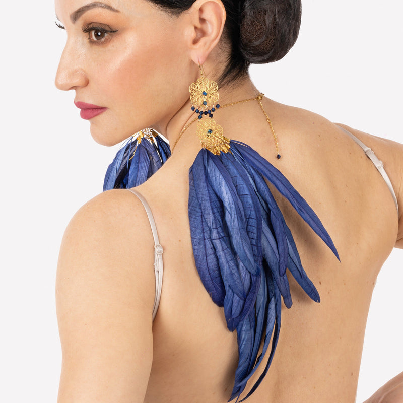 Sapphire Feather Earrings