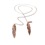 Thea Lariat Necklace Black CZ Rose Gold (Feathers for Freedom Campaign)