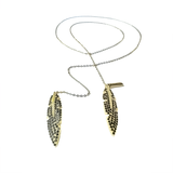 Thea Lariat Necklace Black CZ Gold (Feathers for Freedom Campaign)
